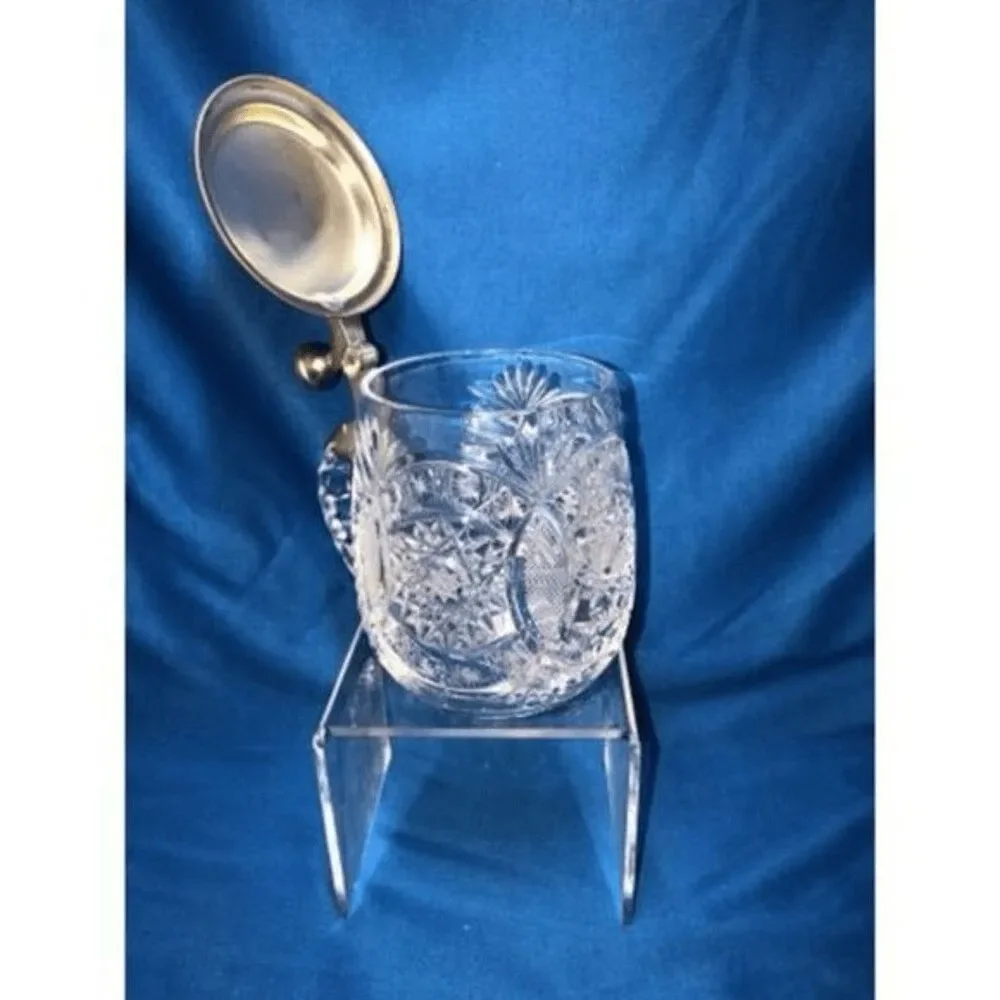 Rein Zinn beer mug crystal putter lid 5 tall,3.5 wide large